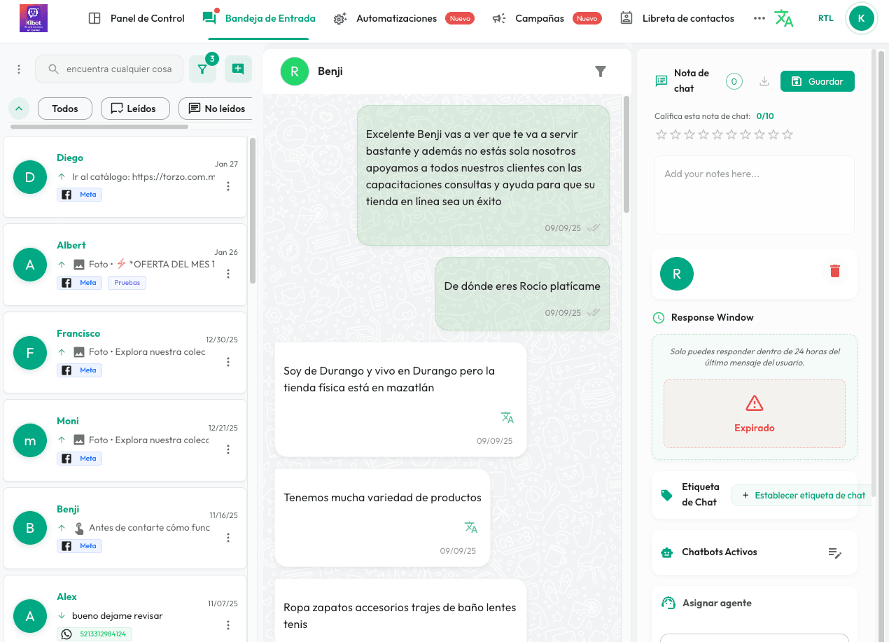 Chat Multi-agente y Campañas